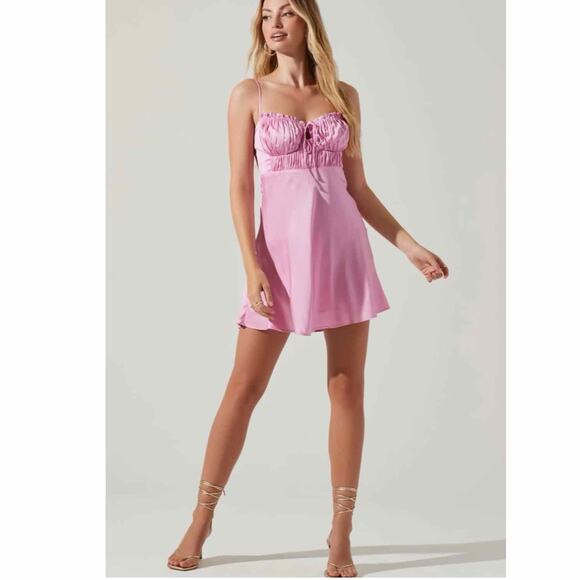 ASTR Ellison Satin Pink Slip Mini Dress Size Medium - Picture 10 of 10